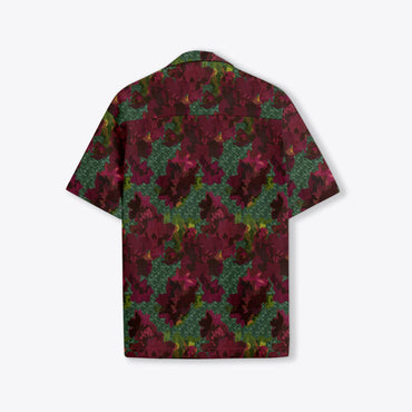 BUY RYON MAROON AND GREEN FLORAL PATTERN PRINT CAMP COLLAR RELAXED-FIT RESORT SHIRT | RYON