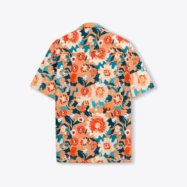 MULTI FLORAL DESING WITH CAMP COLLAR AND DROP SHOLDER SLEEVES